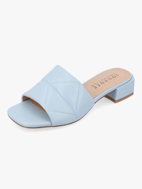 Journee Collection Pale Blue Quilted Slide Mule